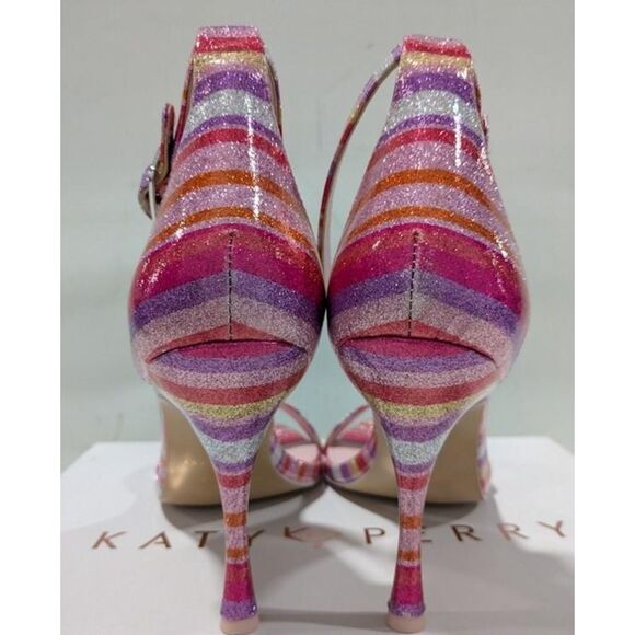 NEW in box Katy Perry Collection The Melly Pink Quartz Glitter Stripe Heels - Picture 3 of 6